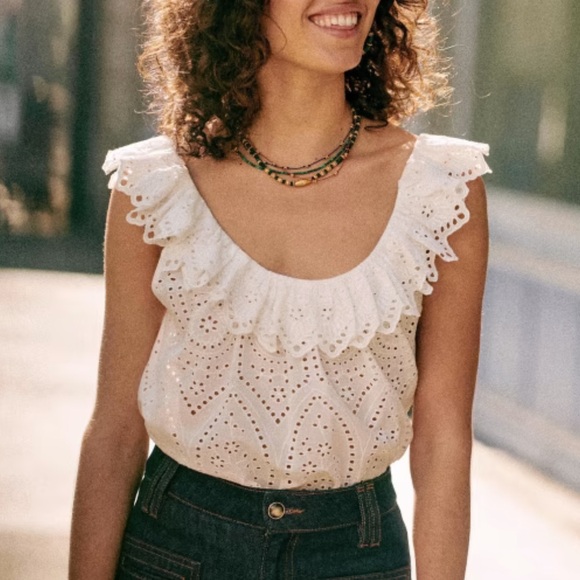 Sezane Tops - Sezane Rosa Eyelet Blouse‎ in Ecru Size EU 34